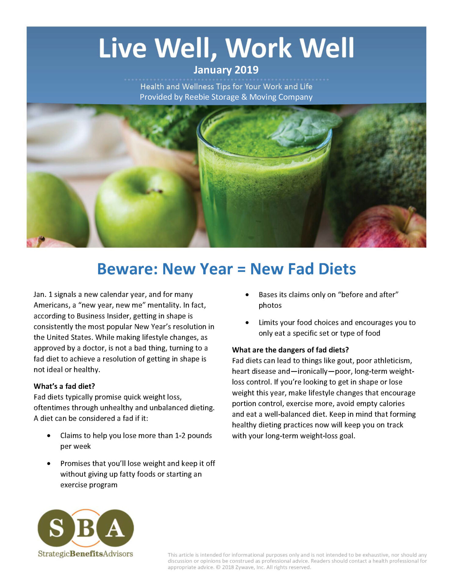 Live Well Work Well January 2019, page 1